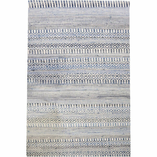 The Rug Republic - Tapis en coton recyclé et laine ivoire et bleu Sarah 180 x 120 cm. The Rug Republic  - The Rug Republic