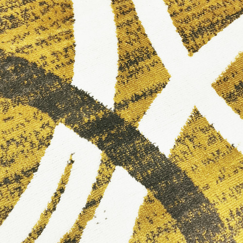 Tapis UNDERGOOD ARCHY - Tapis effet laineux motifs arches jaune et gris 160x230