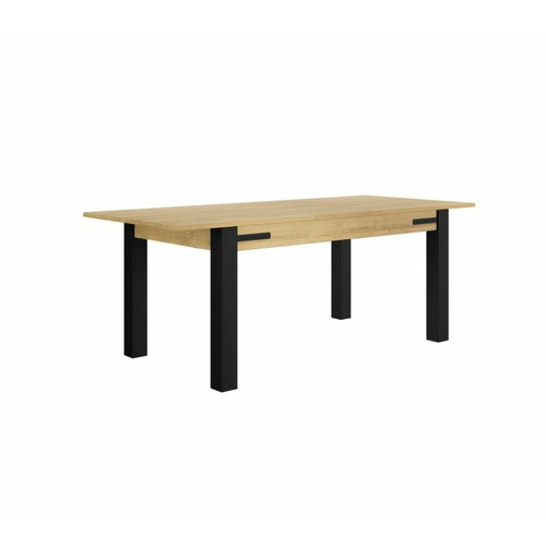Tables à manger Table L.160/200 rectangulaire CORK imitation chêne/noir