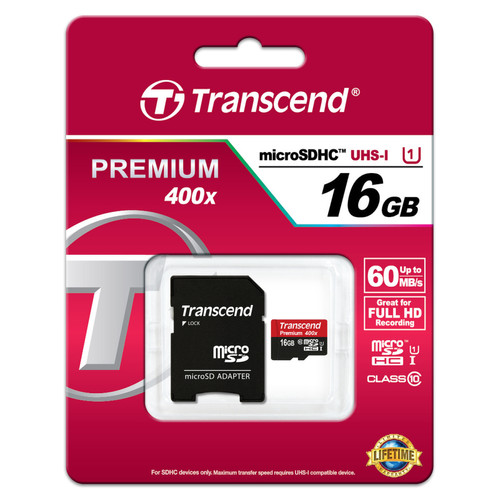 Transcend - microSDHC Card UHS-I Pre 16 GB Transcend  - Carte SD 16 go