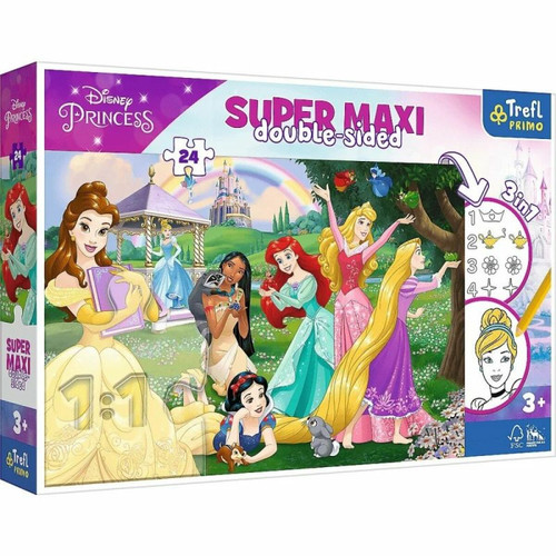 Trefl - Trefl Dwustronne Puzzle 24 elementy Super Maxi Disney WesoÅ‚e KsiÄ™Å¼niczki 3w1 Trefl  - Trefl