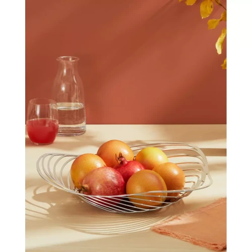 Alessi - Corbeille à fruits argentée en acier Elvira - Arts De La Table Design