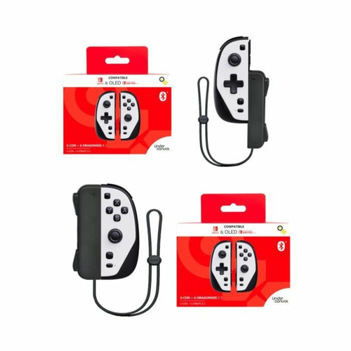 Under Control - Joycons Manettes pour SWITCH Nintendo iiCon noires et Blanc + dragonnes V2 Under Control  - Nintendo Switch Under Control