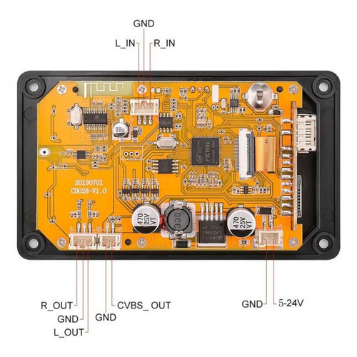 Universal 7 Décodeur audio et vidéo Bluetooth 24V Écran LCD DTS Module Bluetooth sans perte MP4/MP5 Vidéo HD APE/WAV Carte de décodage Lecteur MP3(Le noir)