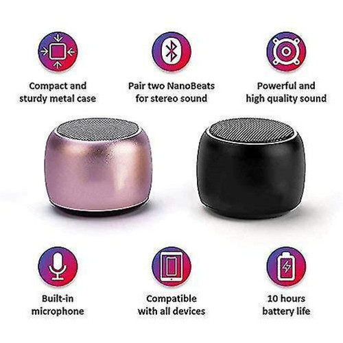 Universal Haut-parleur Bluetooth sans fil Bluetooth portable YYH, coque en métal robuste, lumière LED, 5 heures de jeu (noir)