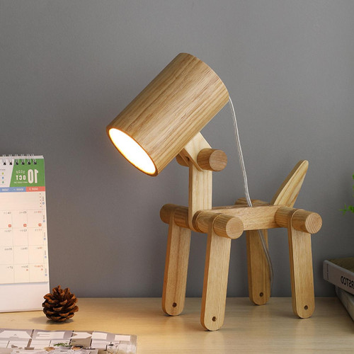 Universal - Lampe de table, 220v e27 pas d'ampoule chiot peut tourner bois massif lampe de table de recherche bois lampes de chevet colorées Universal  - Lampes de bureau