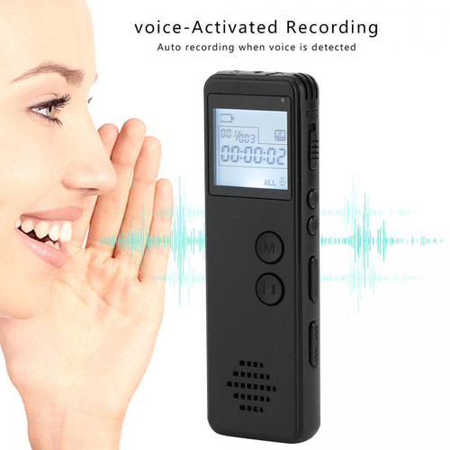 Universal Magnétophone numérique de 16 Go à un bouton Magnétophone audio MP3 à longue distance Réduction du bruit Voix MP3 Lecteur vidéo WAV 128 kbps(Le noir)