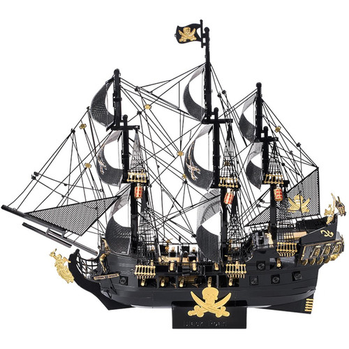 Universal - Puzzle 3D en métal Bateau pirate Assemblage militaire Kit de modèle en métal DIY 3D coupé au laser Puzzle jouets | Puzzle (noir) Universal  - Jouet bateau pirate