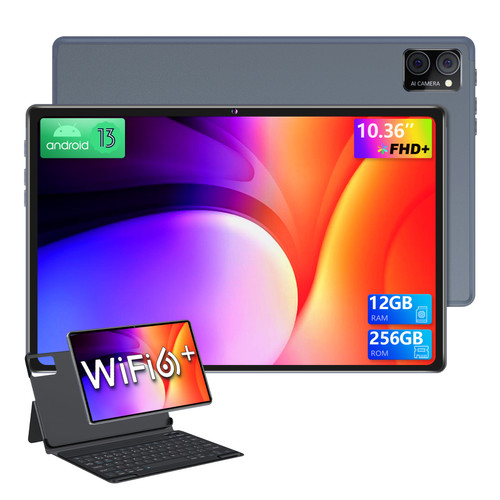 VANWIN - Tablette Tactile-G16(WIFI)-10.36 Pounes+ 2000*1200 FHD - 12Go RAM +256Go ROM-Android 13 -WIFI6-7000mAh-Gris-Avec Bookover+Clavier VANWIN  - Tablette Android Sans clavier
