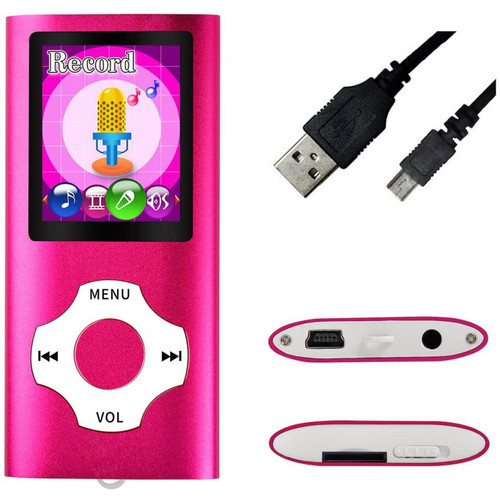 Vendos85 - Lecteur MP4 avec micro SD de 32 go rose Vendos85  - Lecteur MP3 / MP4 Sans bluetooth