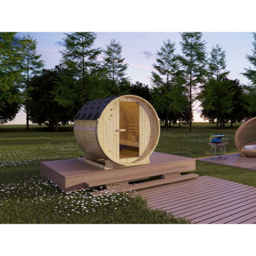 Vente-Unique - Sauna d'extérieur 4 places avec poêle 6KW - L185 x P180 x H190 cm - ISOKYRO Vente-Unique  - Poele bois 4 kw
