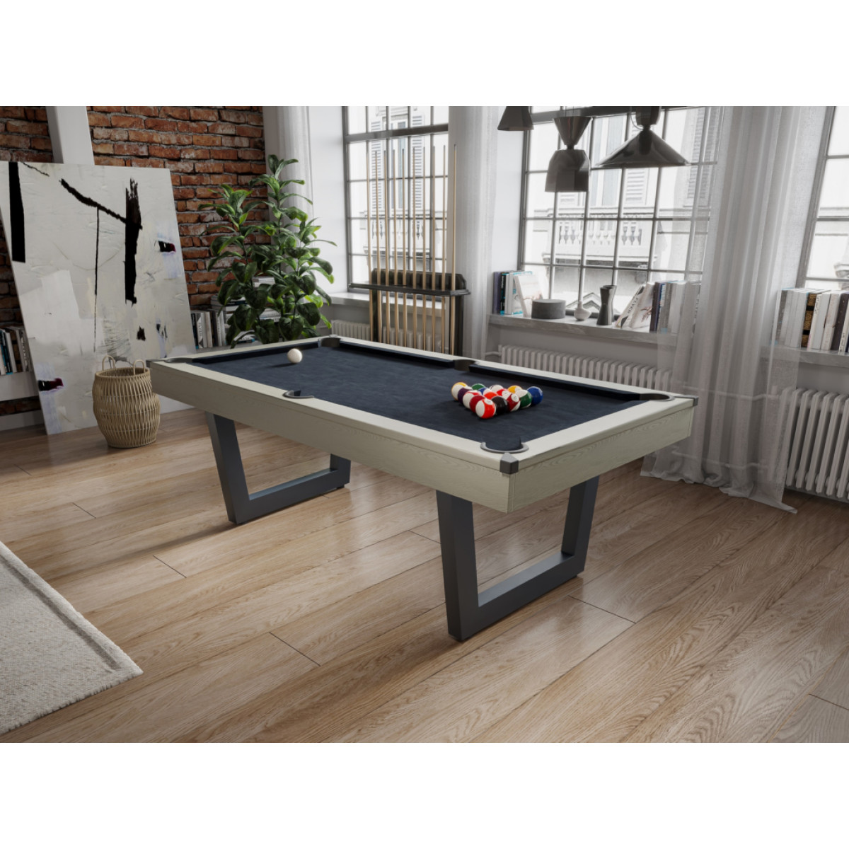 Tables de billard Vente-Unique Table transformable - Billard & Ping-pong - Coloris naturel clair et noir - L213,4 x P111,8 x H78,5 cm - MELIAN