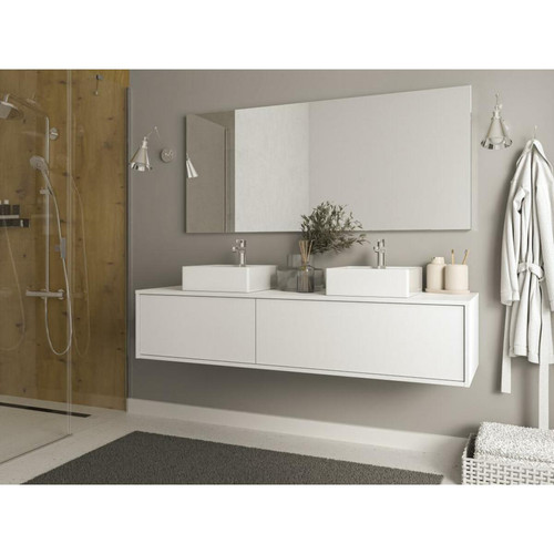 Vente-Unique - Meuble sous vasque suspendu - Coloris blanc - L150 cm - ISAURE II Vente-Unique  - Salle de bain, toilettes