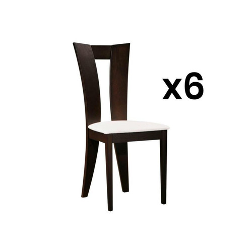 Vente-Unique - Lot de 6 chaises TIFFANY - Hêtre massif - Coloris : Wengé et blanc Vente-Unique - Chaises Vente-Unique