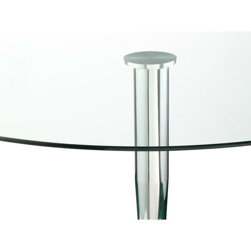 Vente-Unique - Table à manger ronde NOLAN - 2 couverts - Verre trempé & métal chromé Vente-Unique  - Table ronde verre