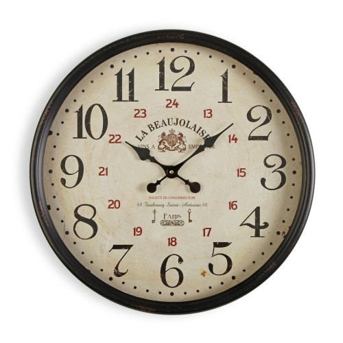 Horloges, pendules VERSA Horloge Murale pour la Cuisine, Pendule pour Salon Beaujolaise 50x13,5x50cm,Métal, Noir