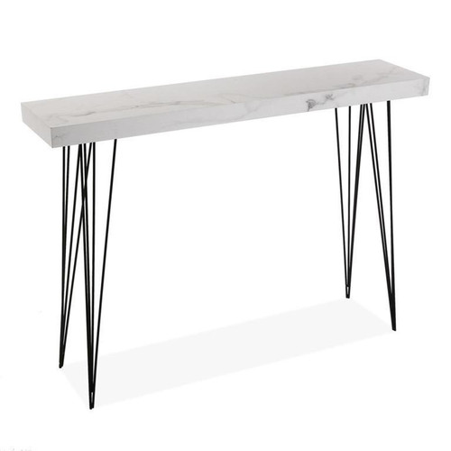 VERSA - Meuble d'entrée étroit, Table console Carole 110x25x80cm,Bois et métal, Gris et blanc VERSA  - Consoles VERSA