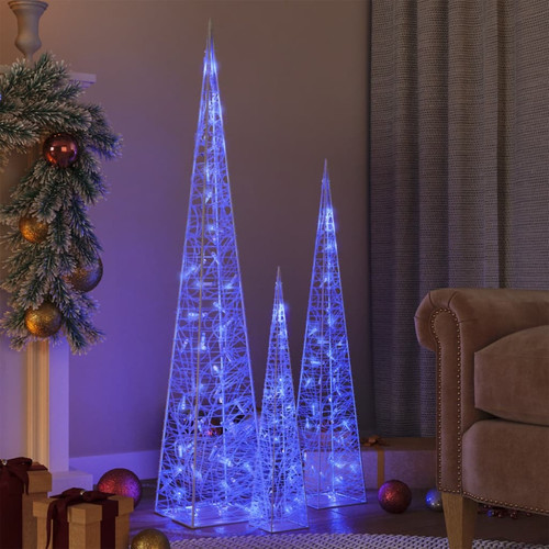 Vidaxl - vidaXL Jeu de cônes lumineux à LED Acrylique Bleu 60/90/120 cm Vidaxl  - Sapin Lumineux Sapin de Noël