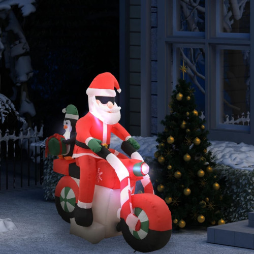 Sapin de Noël Vidaxl vidaXL Père Noël gonflable sur moto LED IP44 160 cm