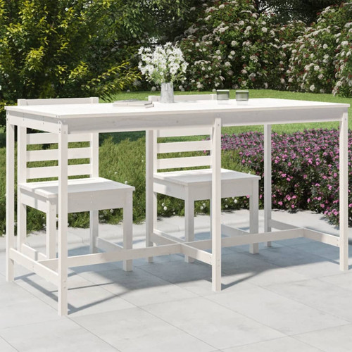 Vidaxl - vidaXL Table de jardin blanc 203,5x90x110 cm bois massif de pin Vidaxl  - Tables de jardin