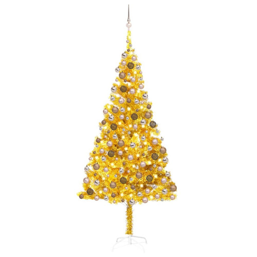 Vidaxl - vidaXL Arbre de Noël artificiel pré-éclairé et boules doré 210 cm PET Vidaxl  - Sapin de Noël Jaune