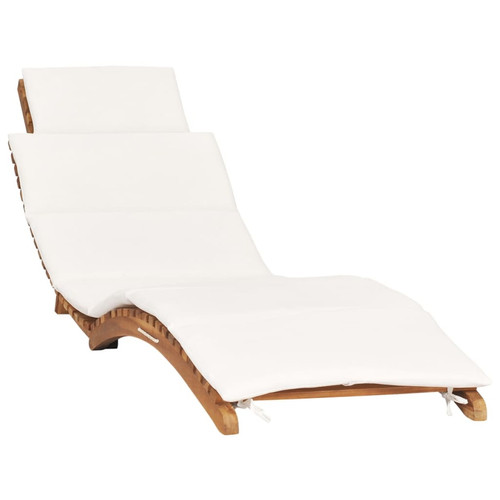 Vidaxl - vidaXL Chaise longue pliable avec coussin blanc crème Bois de teck Vidaxl  - Transats, chaises longues