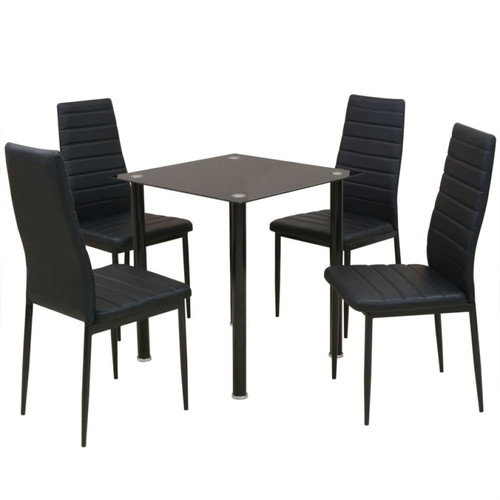 Vidaxl - vidaXL Ensemble table et chaise de salle à manger 5 pièces noir Vidaxl  - Table chaise salle manger