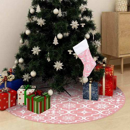 Vidaxl - vidaXL Jupe de sapin de Noël de luxe avec chaussette Rose 122 cm Tissu Vidaxl  - Sapin de Noël