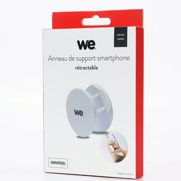 Autres accessoires smartphone We WE Anneau de support universel smartphone blanc: Anneau retractable - fonction support doigts et support horizontale - fixation colle 3M
