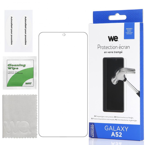 We - WE Verre Trempé pour Samsung Galaxy A52- Film Protection écran Anti-Rayures - Anti-Bulles d'air Ultra Résistant - Dureté 9H Glass We - Accessoire Smartphone
