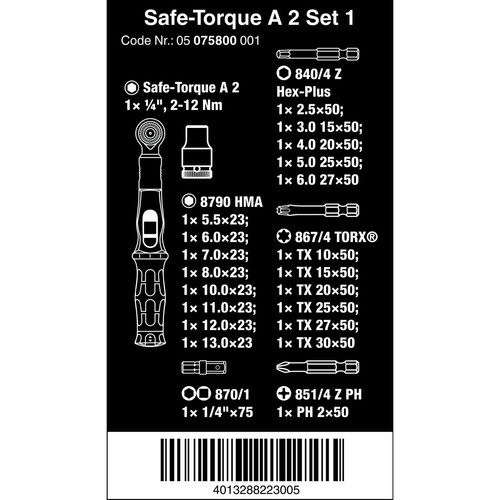 Wera Safe-Torque A2 Set 1, 23?teilig, Drehmomentschlüssel