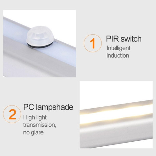 Wewoo 2W 24 LED blanc chaud écran large intelligent de capteur de corps humain de la lumière du Cabinet de couloir version de charge USB