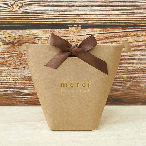 Wewoo - 5 PCS Boîte de cadeau en carton bronzant pliante papier Petit sac créatifStyle Merci kraft Wewoo  - Papier