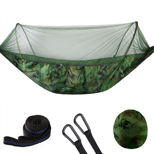Wewoo Hamac Camping plein air plein-automatique en nylon parachute avec des moustiquairestaille 250 x 120cm camouflage