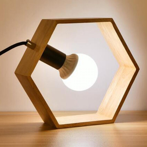 Wewoo - Lampe de bureau à LED de protection de l'oeil de chevet de chambre à coucher en bois d'art rétroCA 220Vprise US forme hexagonale Wewoo  - Lampes à poser