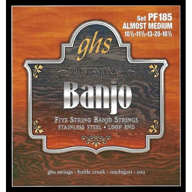 Ghs - GHS PF185 - Jeu de cordes Banjo Stainless Steel - Almost Medium 10.5-10.5 Ghs  - Ghs