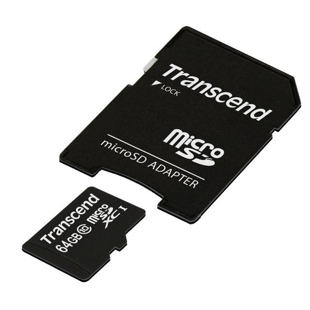Transcend - Micro SDHC Classe 10 64 Go avec adaptateur Transcend  - Carte mémoire Micro sd
