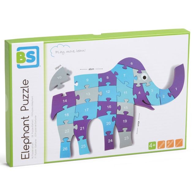 Jeux d'encastrement Bs Jeux Puzzle 26 pièces en bois : Eléphant