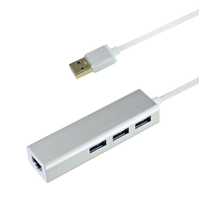 Cabling - CABLING  Hub adaptateur USB 3 male vers 3 x USB 3.0 femelles + 1 x RJ45 ethernet Gigabit 10/100/1000 Mbps femelle Cabling  - Adaptateur usb rj45