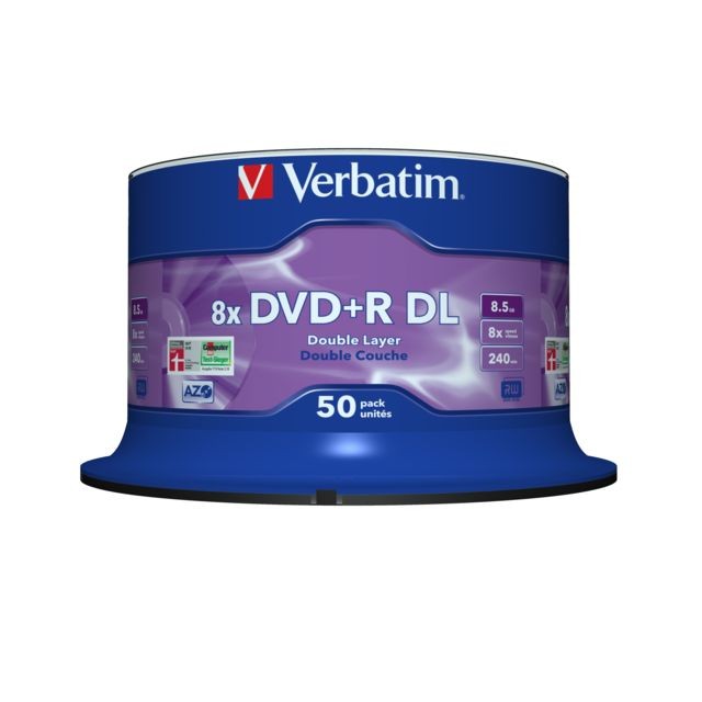 Verbatim - Verbatim DVD+R Double Layer 8x Matt Silver 50pk Spindle 8,5 Go DVD+R DL 50 pièce(s) Verbatim  - CD et DVD Vierge Verbatim
