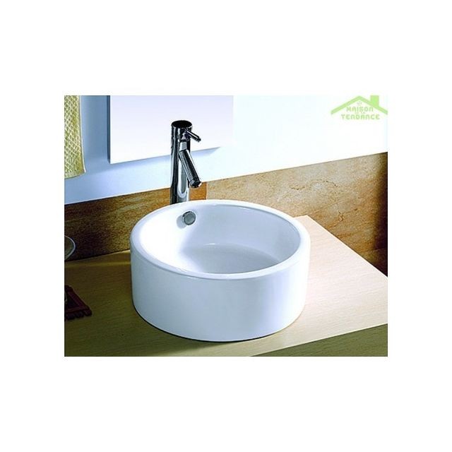 Karag - Vasque rond à poser sur un meuble de bain 42x42x16,5 cm en porcelaine Karag  - Lavabo Karag