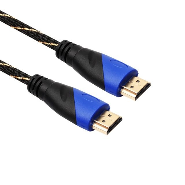 Wewoo Câble noir 5 m HDMI 1.4 Version 1080P Tissé Net Ligne Bleu Tête HDMI Mâle à HDMI Audio Vidéo Connecteur Adaptateur avec DVI Set