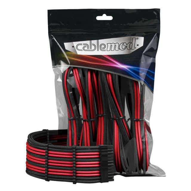 Câble tuning PC Cablemod PRO MODMESH - Kit de rallonges gainées pour alimentation - Noir et Rouge