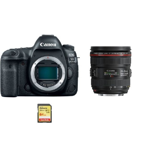 Canon - CANON EOS 5D IV KIT EF 24-70mm F4L IS USM + 64GB SD card Canon  - CANON EOS 70D Reflex Numérique
