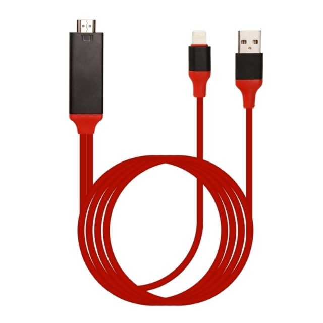 Wewoo - Pour iPhone X / rouge 8 & 8 Plus / 7 & 7 Plus / 6 & 6s & 6 Plus & 6s Plus / iPad 2m Lightning mâle à HDMI & Câble adaptateur USB mâle, Wewoo  - Câble Lightning