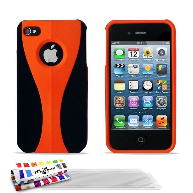 Autres accessoires smartphone Muzzano Coque + 3 Films APPLE IPHONE 4S ""CupCase"" Orange