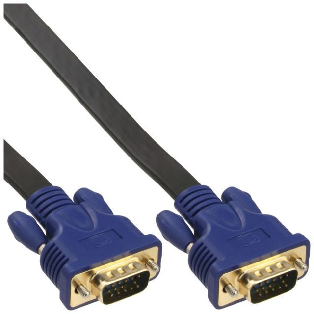 Inline - Câble plat InLine® S-VGA 15 HD mâle à mâle noir 1m Inline  - Bonnes affaires Câble Ecran - DVI et VGA