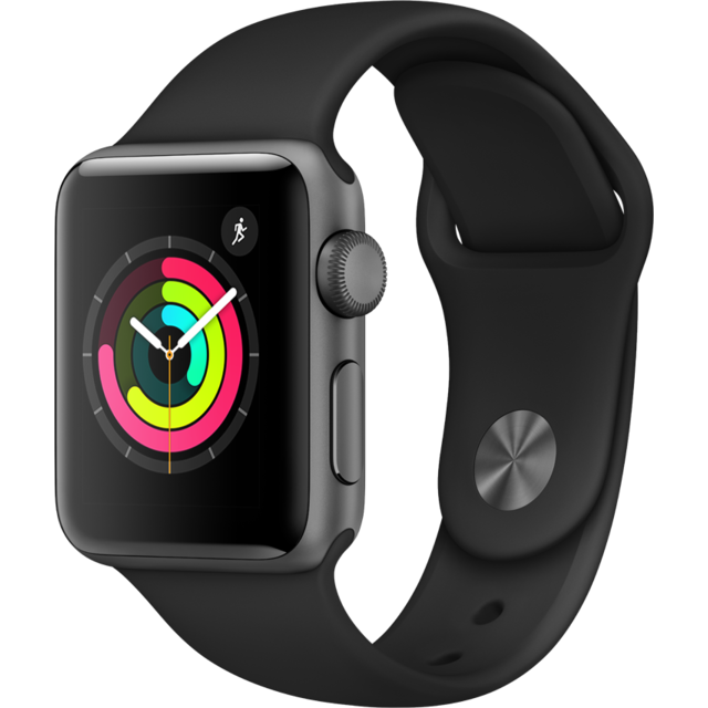 Apple - Watch 3 - 38 - Alu noir / Bracelet Sport noir Apple  - Occasions Apple Watch