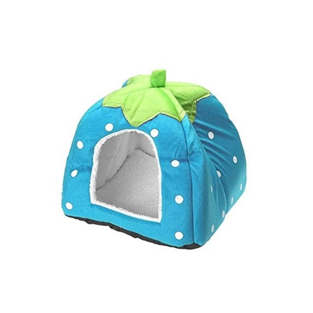 marque generique - YP Select Strawberry Style Sponge House Pet Bed Dome Tent Warm Cushion Basket Bleu L marque generique  - Niche pour chien marque generique
