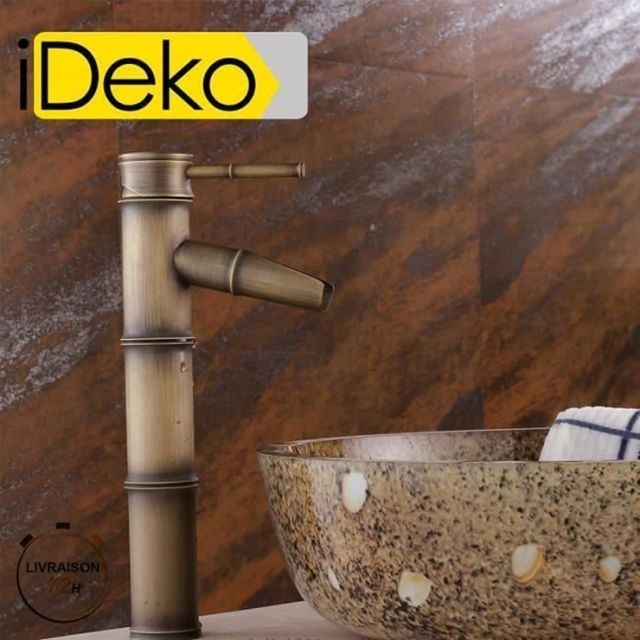Ideko - iDeko®Robinet Mitigeur lavabo salle de bain en Laiton rotation à 360 degrés Style Japonais Bambou avec Flexible Ideko  - Lavabo Ideko